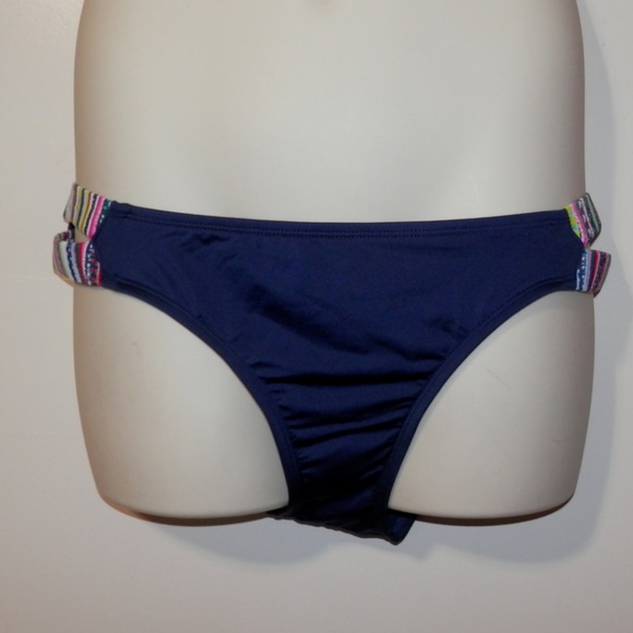 Mossimo L Strappy Hipster Bikini Bottom Navy E435 - Picture 2 of 6